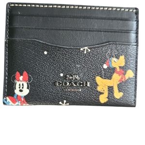 Coach Black Card Holder with Cartoon Characters